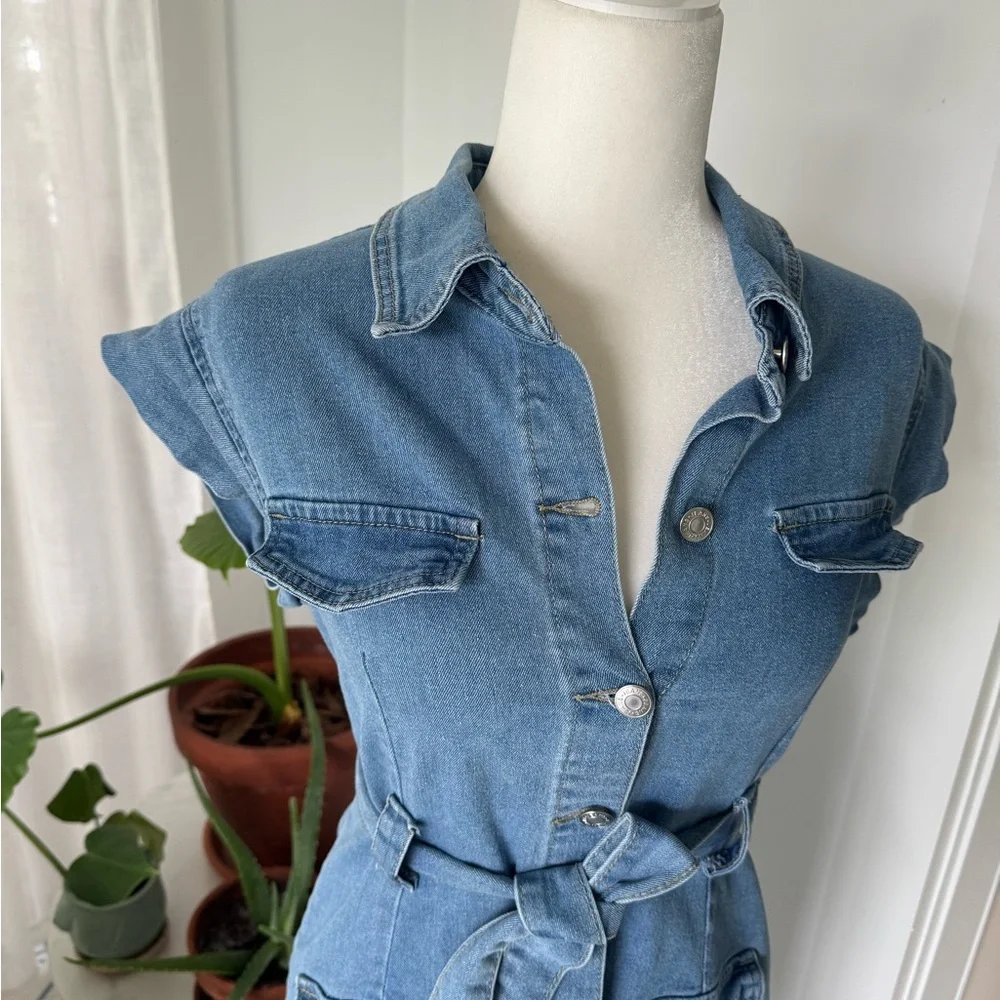 Women’s SHEIN Denim Button-Down Dress Size Large - Picture 3 of 10